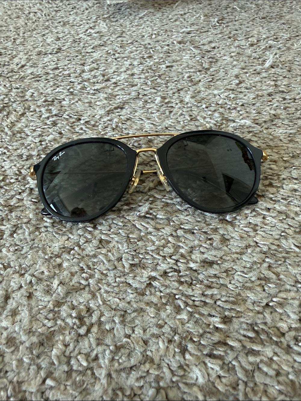 Ray-Ban Black & Gold Round Aviator Sunglasses for Men